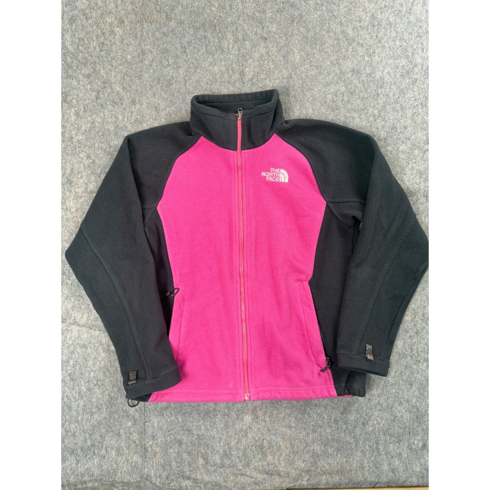 The North Face Fleece Jacket Women S Pink Black Polyester Full Zip Hiking Boho